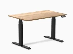Desky Dual Hardwood Sit Stand Desk - White Oak / 48 x 30 inches / Matte Black