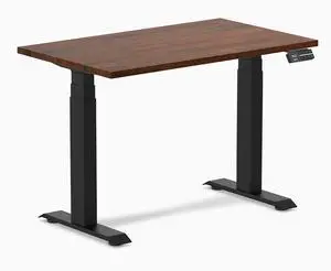 Desky Dual Mini Rubberwood Sit Stand Desk - Red Walnut / 40 x 24 inches / Matte Black