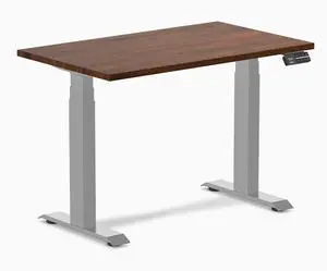 Desky Dual Mini Rubberwood Sit Stand Desk - Red Walnut / 39.4 x 23.6 inches / Grey