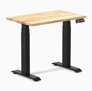 Desky Dual Mini Rubberwood Sit Stand Desk - Natural / 32 x 20 inches / Matte Black