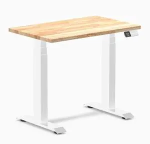 Desky Dual Mini Rubberwood Sit Stand Desk - Natural / 32 x 20 inches / White Desky Dual Mini Rubberwood Sit Stand Desk - Natural / 32 x 20 inches / White