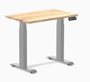 Desky Dual Mini Rubberwood Sit Stand Desk - Natural / 32 x 20 inches / Grey Desky Dual Mini Rubberwood Sit Stand Desk - Natural / 32 x 20 inches / Grey