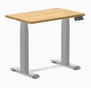 Desky Dual Mini Rubberwood Sit Stand Desk - Light Oak / 31.5 x 19.7 inches / Grey