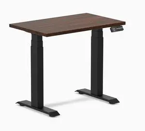 Desky Dual Mini Rubberwood Sit Stand Desk - Dark Walnut / 31.5 x 19.7 inches / Matte Black
