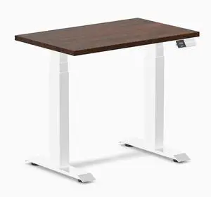 Desky Dual Mini Rubberwood Sit Stand Desk - Dark Walnut / 31.5 x 19.7 inches / White