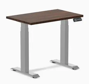 Desky Dual Mini Rubberwood Sit Stand Desk - Dark Walnut / 31.5 x 19.7 inches / Grey