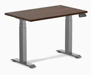 Desky Dual Mini Rubberwood Sit Stand Desk - Dark Walnut / 39.4 x 23.6 inches / Space Grey
