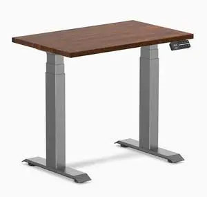 Desky Dual Mini Rubberwood Sit Stand Desk - Red Walnut / 32 x 20 inches / Space Grey