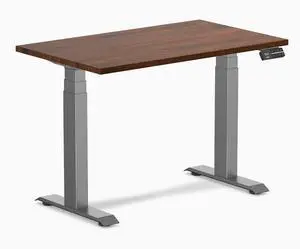 Desky Dual Mini Rubberwood Sit Stand Desk - Red Walnut / 40 x 24 inches / Space Grey