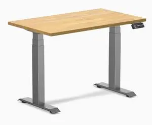 Desky Dual Mini Rubberwood Sit Stand Desk - Light Oak / 40 x 24 inches / Space Grey
