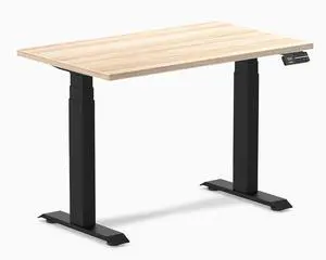 Desky Dual Mini Sit Stand Desk - Classic Oak / 40 x 24 inches / Matte Black