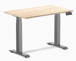 Desky Dual Mini Sit Stand Desk - Classic Oak / 40 x 24 inches / Space Grey