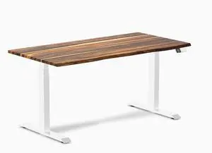 Desky Dual Hardwood Sit Stand Desk - Pheasantwood / 60 x 30 inches / White