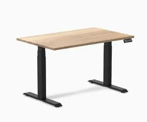Desky Dual Hardwood Sit Stand Desk - White Ash / 48 x 30 inches / Matte Black