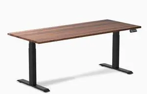 Desky Dual Hardwood Sit Stand Desk - Walnut / 72 x 30 inches / Matte Black
