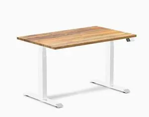 Desky Dual Hardwood Sit Stand Desk - Teak / 48 x 30 inches / White