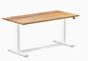 Desky Dual Hardwood Sit Stand Desk - Teak / 60 x 30 inches / White Desky Dual Hardwood Sit Stand Desk - Teak / 60 x 30 inches / White