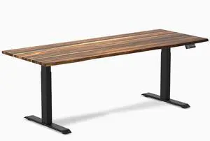 Desky Dual Hardwood Sit Stand Desk - Pheasantwood / 80 x 30 inches / Matte Black