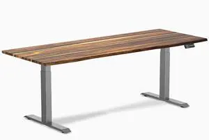 Desky Dual Hardwood Sit Stand Desk - Pheasantwood / 80 x 30 inches / Space Grey