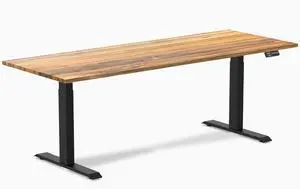 Desky Dual Hardwood Sit Stand Desk - Teak / 80 x 30 inches / Matte Black Desky Dual Hardwood Sit Stand Desk - Teak / 80 x 30 inches / Matte Black