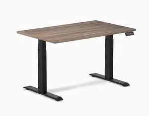 Desky Dual Laminate Sit Stand Desk - Natural Walnut / 47.2 x 29.5 inches / Matte Black