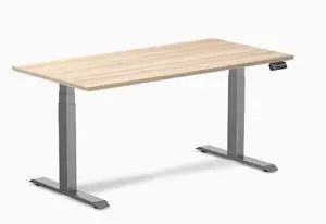 Desky Dual Laminate Sit Stand Desk - Classic Oak / 59.1 x 29.5 inches / Space Grey
