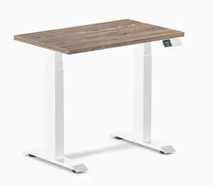 Desky Dual Mini Sit Stand Desk - Natural Walnut / 32 x 20 inches / White Desky Dual Mini Sit Stand Desk - Natural Walnut / 32 x 20 inches / White