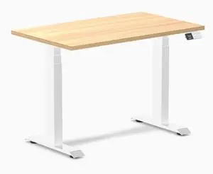 Desky Dual Mini Sit Stand Desk - Sublime Teak / 40 x 24 inches / White