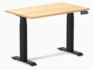 Desky Dual Mini Sit Stand Desk - Sublime Teak / 40 x 24 inches / Matte Black