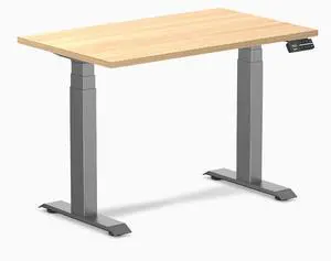 Desky Dual Mini Sit Stand Desk - Sublime Teak / 40 x 24 inches / Space Grey