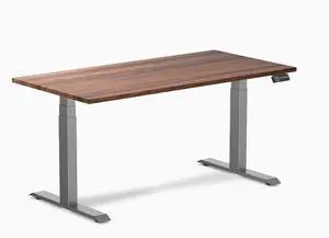 Desky Dual Hardwood Sit Stand Desk - Walnut / 60 x 30 inches / Space Grey