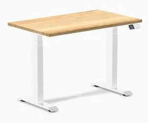 Desky Dual Mini Hardwood Sit Stand Desk - White Oak / 40 x 24 inches / White