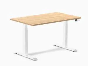 Desky Dual Laminate Sit Stand Desk - Sublime Teak / 47.2 x 29.5 inches / White Desky Dual Laminate Sit Stand Desk - Sublime Teak / 47.2 x 29.5 inches / White