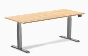Desky Dual Laminate Sit Stand Desk - Sublime Teak / 70.9 x 29.5 inches / Space Grey