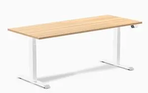 Desky Dual Laminate Sit Stand Desk - Sublime Teak / 70.9 x 29.5 inches / White Desky Dual Laminate Sit Stand Desk - Sublime Teak / 70.9 x 29.5 inches / White