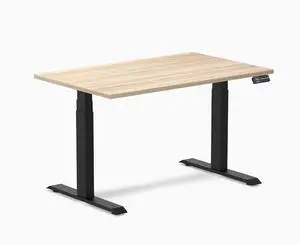 Desky Dual Laminate Sit Stand Desk - Classic Oak / 47.2 x 29.5 inches / Matte Black