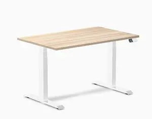 Desky Dual Laminate Sit Stand Desk - Classic Oak / 47.2 x 29.5 inches / White