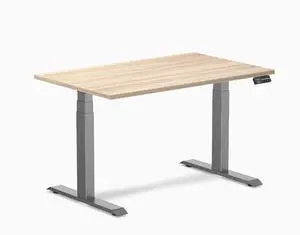 Desky Dual Laminate Sit Stand Desk - Classic Oak / 47.2 x 29.5 inches / Space Grey