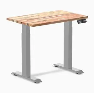Desky Dual Mini Softwood Sit Stand Desk - Acacia / 32 x 20 inches / Grey Desky Dual Mini Softwood Sit Stand Desk - Acacia / 32 x 20 inches / Grey