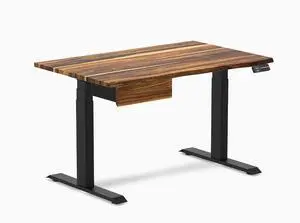 Desky Dual Hardwood Standing Desk With Drawer - Pheasantwood / 60 x 30 inches / Matte Black