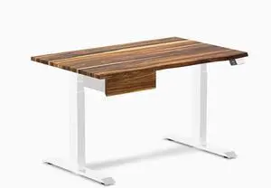 Desky Dual Hardwood Standing Desk With Drawer - Pheasantwood / 60 x 30 inches / White