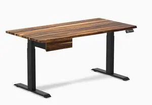 Desky Dual Hardwood Standing Desk With Drawer - Pheasantwood / 72 x 30 inches / Matte Black