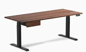 Desky Dual Hardwood Standing Desk With Drawer - Walnut / 72 x 30 inches / Matte Black