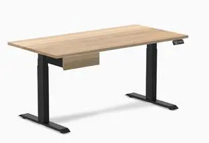 Desky Dual Hardwood Standing Desk With Drawer - White Ash / 60 x 30 inches / Matte Black