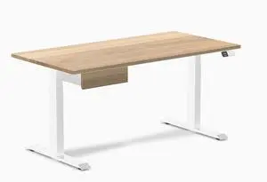 Desky Dual Hardwood Standing Desk With Drawer - White Ash / 60 x 30 inches / White