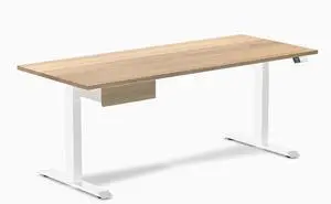 Desky Dual Hardwood Standing Desk With Drawer - White Ash / 72 x 30 inches / White