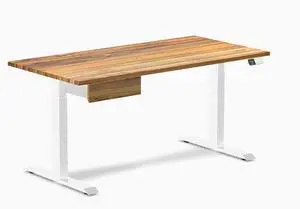 Desky Dual Hardwood Standing Desk With Drawer - Teak / 60 x 30 inches / White Desky Dual Hardwood Standing Desk With Drawer - Teak / 60 x 30 inches / White