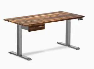 Desky Dual Hardwood Standing Desk With Drawer - Pheasantwood / 60 x 30 inches / Space Grey