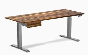 Desky Dual Hardwood Standing Desk With Drawer - Pheasantwood / 72 x 30 inches / Space Grey