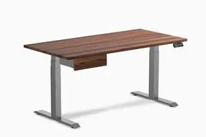 Desky Dual Hardwood Standing Desk With Drawer - Walnut / 60 x 30 inches / Space Grey